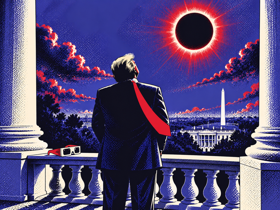 Stares at the solar eclipse without glasses