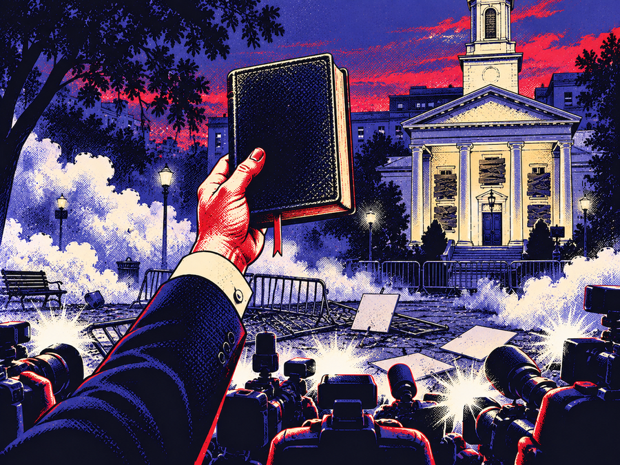 Protesters cleared for a Bible photo op
