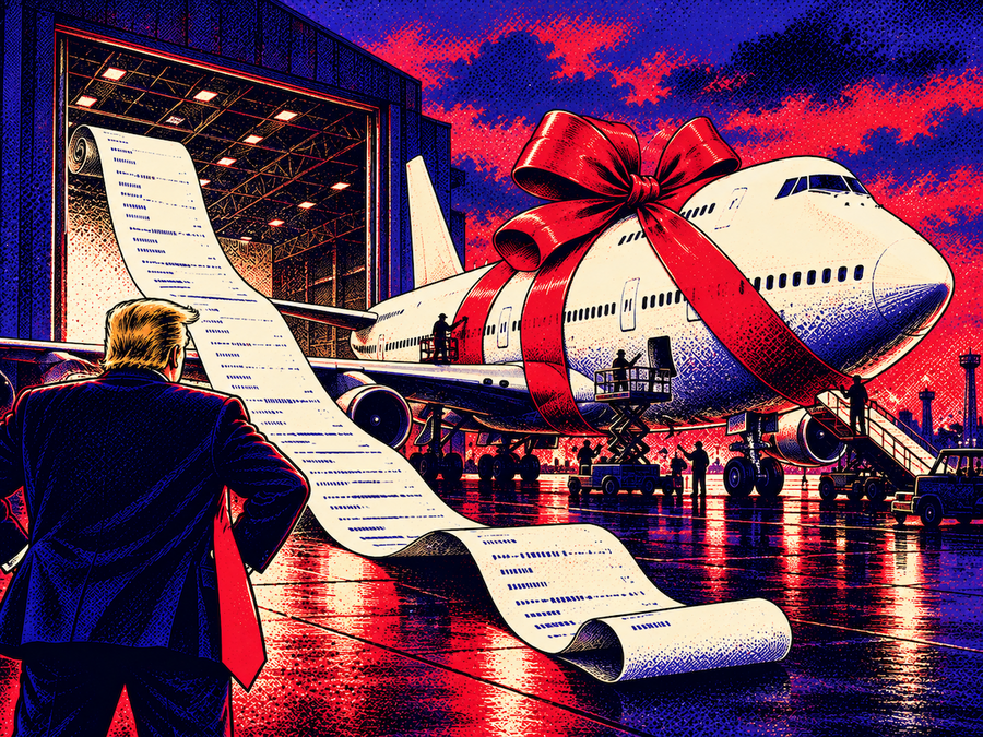 Takes a luxury 747 from Qatar