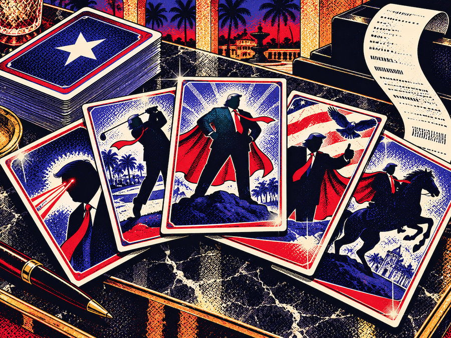 Sells digital trading cards of himself as a superhero