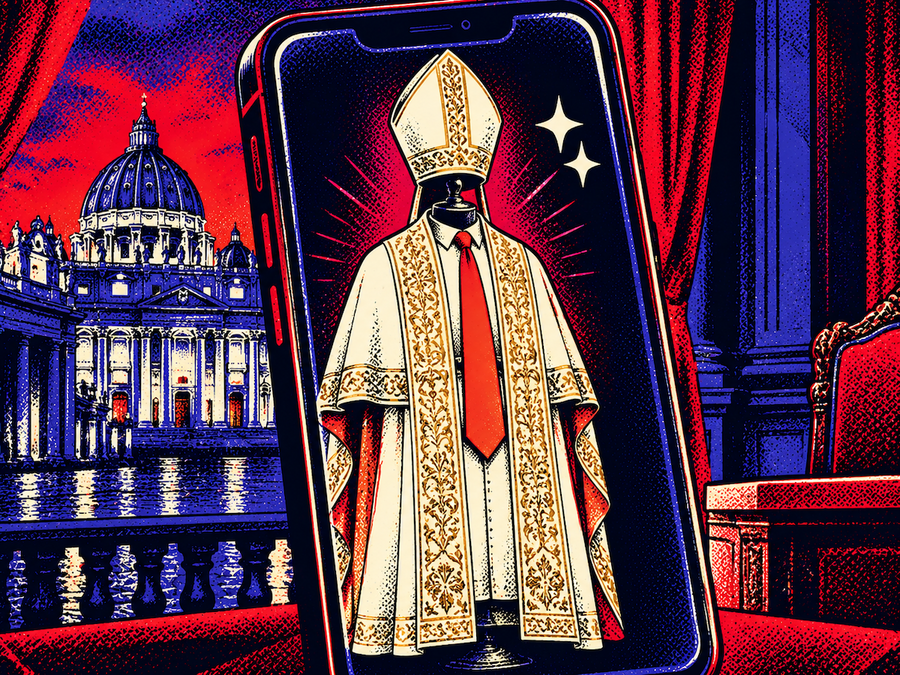 Posts an AI image of himself as the Pope