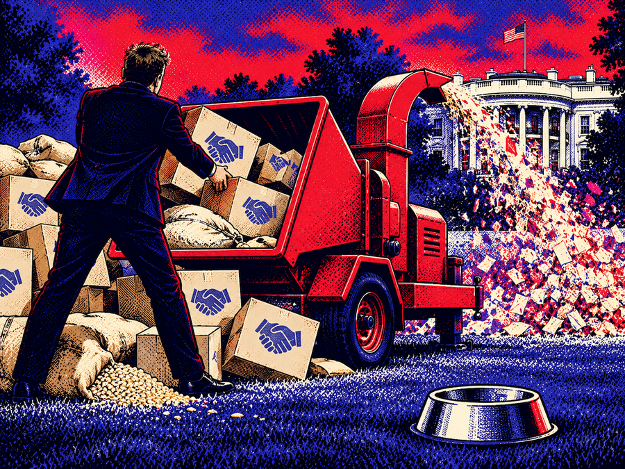 Feeds USAID “into the wood chipper”