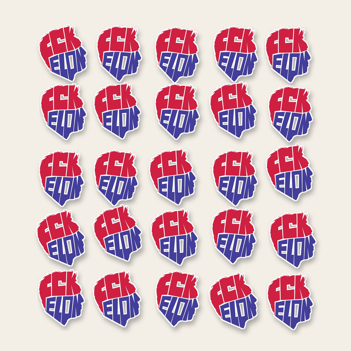 25 FCK ELON die-cut stickers